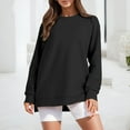 thumbnail image 6 of Fiaer,Women Loose Fit Sweatshirts with Side Zipper,Women's Crew Neck Plus Size Casual Long Sleeve Trendy Solid Pullover Black XL, 6 of 9