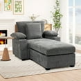 thumbnail image 5 of Muumblus Living Room Chair with Ottoman, USB & Storage Arms, Cozy Indoor Lounge Chair, Gray Chenille, 5 of 9