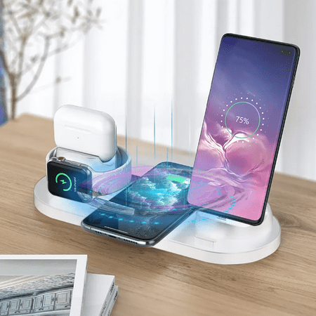 Wireless Charger, 6-In-1 Fast Charging Station, Suitable For Apple Iwatch Series 8/7/6/5/4/3/2/1, Wireless Charging Stand For Iphone 14/13/12/11/Pro/X/Max/Xs/Xr/8/Plus
