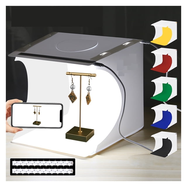 2LED Lightbox Light Box Mini Photo Studio Box 1100LM Photography Box Light Studio Shooting Tent Box Kit &6 Color Backdrops ,Easy to Use
