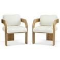 thumbnail image 3 of Christopher Knight Home Boucle Upholstered Dining Chairs with Curved Backrest, Natural + White, Set of 2, 3 of 11