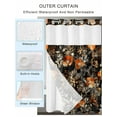 thumbnail image 2 of No Hook Cloth Fabric Shower Curtain with Snap in Liner, Orange Floral Waterproof Shower Curtains Set with See Through Top Window, Vintage Rustic Black Botanical Leaves Bath Curtains Shower 72"x78", 2 of 6