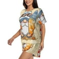 thumbnail image 2 of Bixox Women's Hello Summer Cute Gnome Printed Pajama Set 2 Piece Lounge Set Top and Shorts Soft Pajamas, Shorts with Pockets, 2 of 7