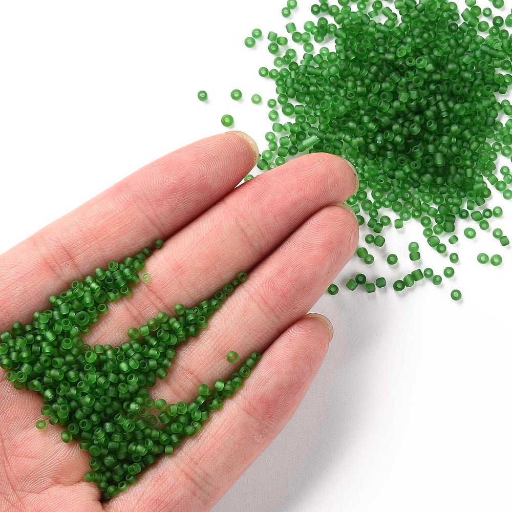 Glass Seed Beads Frosted Colors Round Green 2mm
