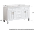 thumbnail image 3 of ANGELES HOME 60" Bathroom Vanity with 24" Wall-Mounted Mirror Cabinets, Wooden Bathroom Vanity with 2 Sinks Set, Bathroom Furniture for Home Decor and Storage Organization, White, 3 of 7