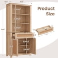 thumbnail image 4 of MELLCOM 71" Tall 5 Tier Rattan Bookshelf, Bookcase with Storage Shelves and Cabinet for Living Room, Light Oak, 4 of 8