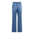 thumbnail image 5 of Mepaouo Women's High Waisted Jeans Strechy Raw Hem Straight Leg Denim Pants with Pockets(Blue,M), 5 of 8