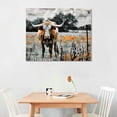 thumbnail image 2 of Acheng Animals Canvas Wall Art Decor Highland Cow Picture Longhorn Cattle Photograph Poster Prints Rustic Black White Artwork Country Style 20x16in, 2 of 6