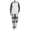 thumbnail image 1 of Uinagy Men's Colorblock Top and Plaid Print Trousers Two-Piece Home Wear Suit, 1 of 5