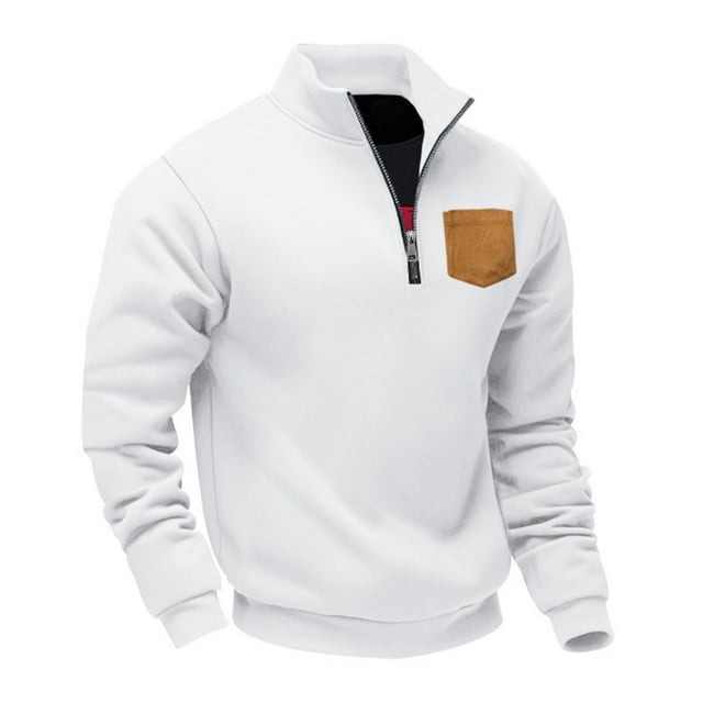 pstuiky camisetas de manga larga para hombre, Sudadera con capucha informal de manga larga con cuello alto y media cremallera para hombre, color sólido, transpirable xxxl
