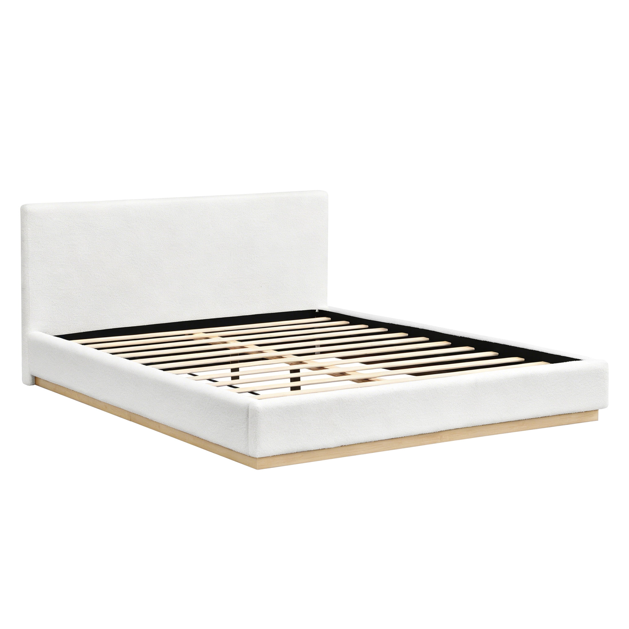 Christopher Knight Home Queen Fabric Upholstered Platform Bed Frame, White