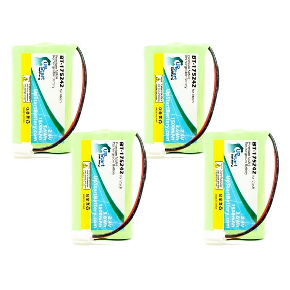 4x Pack - BT-175242 Battery for VTech BT175242, BT275242, CS6128-31, CS6129-41 and Sony NTM-910, SPP-N1000, BP-TR10, BP-T50 Cordless Phones (1500mAh, 2.4V, NI-MH)