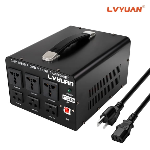 LVYUAN 5000 Watts Peak Voltage Converter Transformer Step Up/Down 110V to 220V / 220V to 110V