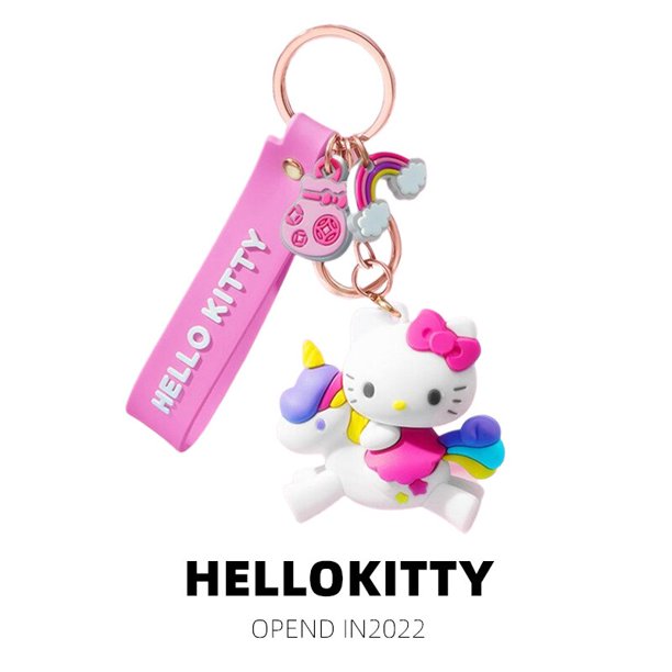 LLavero de Hello Kitty, colgante de muñeca de dibujos animados Kawaii, llavero de mochila, accesorios de adornos, regalos de joyería para bolso de amigos