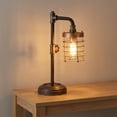 thumbnail image 4 of Mondern Metal Pipe Table Lamp for Home Decor - Tabletop Light for Bedroom Nightstand, Living Room, and Bedside - Decorative Accent Lamp for Office, Desk, and Study Room - 18", Brown & Gold, 4 of 12