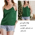 thumbnail image 4 of Red+Green Basic Women's Satin Silk Tank Top Ladies V-Neck Silky Loose Sleeveless Blouse Tank Shirt, 4 of 12