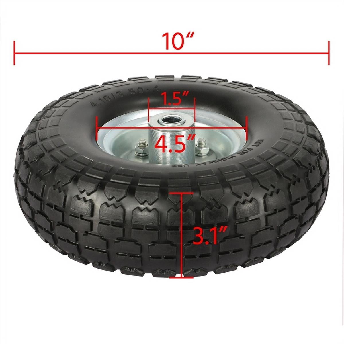 Solid Rubber Replacement 10 Inch Wheels Garden Wagons Carts Trolley Tires 4 Pack 