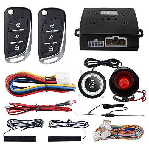 Car Alarm Smart Keyless Entry Start Push Button Remote Ignition Starter Stop Kit 