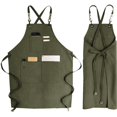 thumbnail image 1 of Denim Bib Apron, Adjustable Jean Aprons With Pocket & Cross-back Strap, 1 of 5