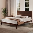 thumbnail image 3 of Euroco Mid-Century Full Size Platform Bed, Bamboo Wood Bed for Bedroom, Chocolate, 3 of 9