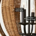 thumbnail image 2 of Kira Home Kendall 20" 4-Light Modern Rustic Armillary Round Pendant Chandelier, Rattan Style + Oil Rubbed Bronze Finish, 2 of 7