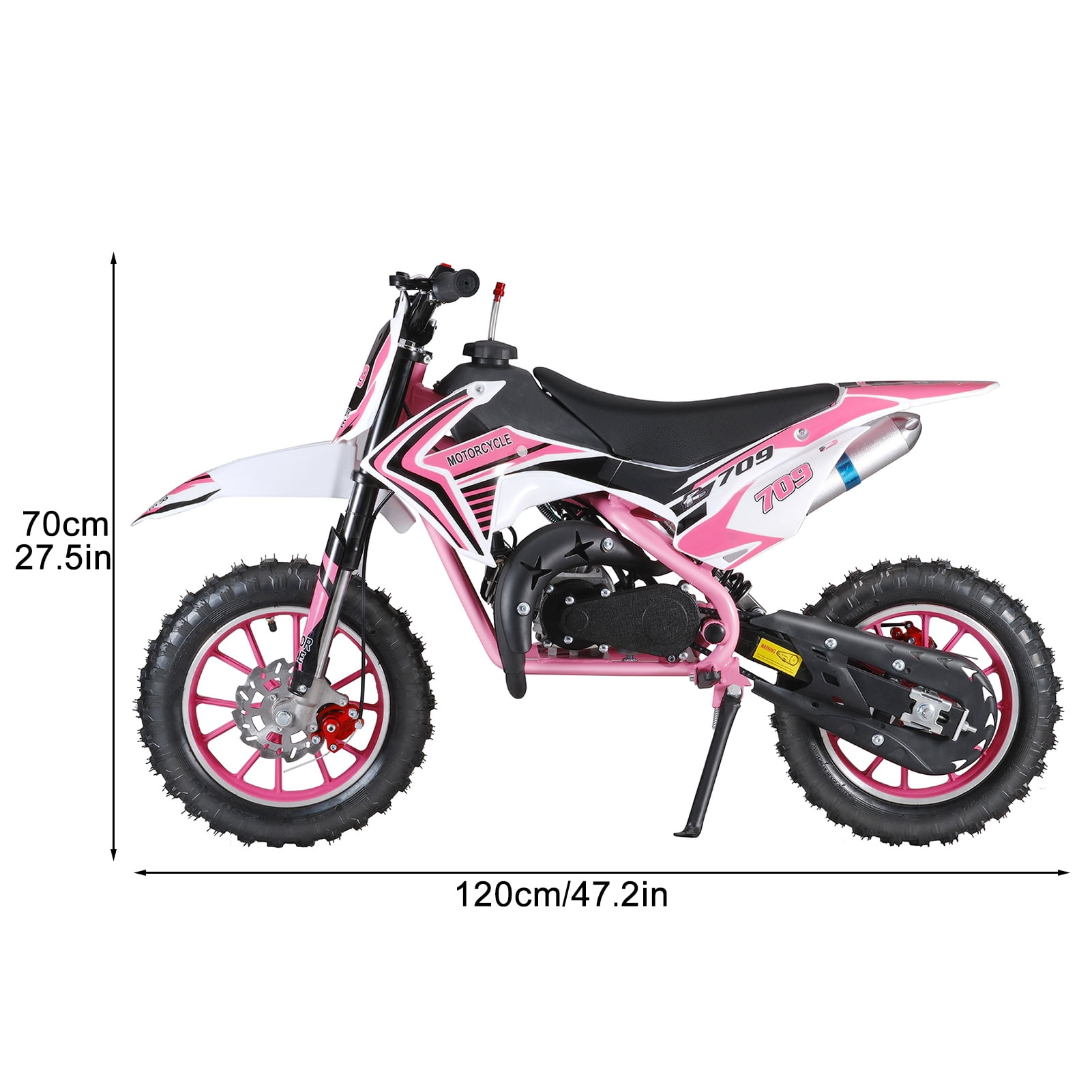 Hzsb 49cc 2-Stroke Kids Dirt Bike, Gas Power Motocross, Off Road Mini Motorcycle, Children Pocket Motorbike with Front Rear Disc Brakes (Pink)