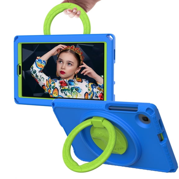 Dteck Case for Samsung Galaxy Tab A7 Lite 8.7 inch T220 T225,Shockproof Rugged Kids Friendly EVA Case Hand Grip 360° Rotating Kickstand Washable Tablet Cover,Blue