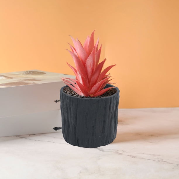 Uuiauoio Faux Tree Bark Flower Pot Plastic Planter, Resin Plant Container for Succulents Herbs and Cactus, Indoor Outdoor Decorative Pot Available for Home and Office Decor