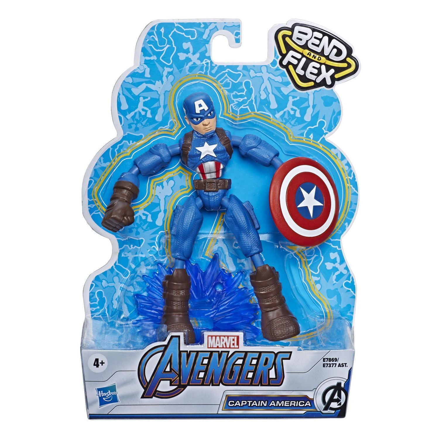 Marvel Avengers Bend and Flex - Figurine articulée Captain America de 15 cm flexible, incluant accessoire