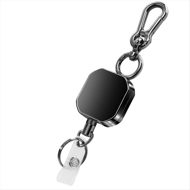 RetráCtil, Carrete para Llaves con Soporte para Tarjeta de IdentificacióN de Metal Resistente, con MosquetóN con Clip para CinturóN, CordóN Acero 27,5 Pulgadas