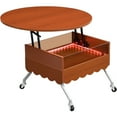 thumbnail image 1 of 27.6" Round Lift-Top Coffee Table with Hidden Storage, LED Lighting & Wheels - Wooden Circular Table with Metal Frame for Living Room, Home Office (Brown), 1 of 5
