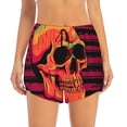 thumbnail image 2 of Picia Skull And Flag Usa Pattern Women's 2 in 1 Athletic Running Shorts High Waisted Workout Casual Gym Sweat Shorts with Comfy Liner Zipper Pockets-Large, 2 of 9