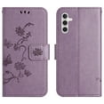 thumbnail image 4 of Nalacover Wallet Case for Samsung Galaxy A14 5G, Stylish Flowers Embossed Pattern Premium PU Leather Flip Cover with Card Slots Holder Magnetic Clasp Kickstand Soft TPU Anti-Drop Case,Lightpurple, 4 of 7