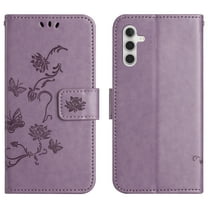 Allytech Galaxy A54 5G Case 6.4" Phone, PU Leather Lotus Butterfly Embossed Cards Holders Kickstand Shockproof Bumper Protective Flip Wallet Case Cover for Samsung Galaxy A54 5G - Lightpurple