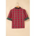 thumbnail image 6 of ZhiHiMeRi Women's Red Plaid Shirt, Festive V Neck Short Sleeve Blouse XL, 6 of 12