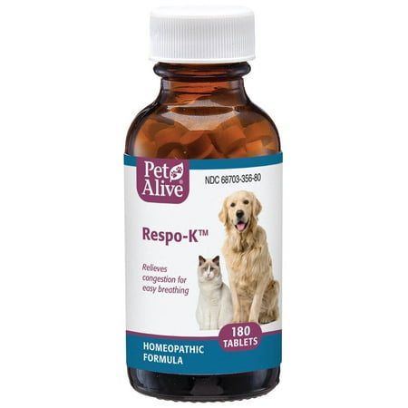 UPC: 0810845013086 | PetAlive Respo-K Tablets – Natural Homeopathic Formula for Pet Respiratory and Cold Symptoms – Reduces Sneezing  Coughing Watery Eyes  Runny Nose and Congestion in Dogs and Cats – 180 Tablets