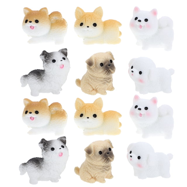 Juego de 12 minifiguras de perro de resina, decoración para fiestas de cachorros, pasteles, cupcakes, para el hogar, jardín, cumpleaños, fiestas, macetas