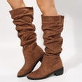 thumbnail image 4 of Purcolt Mid-Calf Boots for Womens Vintage Trendy Ruched Pointed Toe Block Heel Booties Comfort Casual Non-Slip Pull-on Western Cowgirl Boots, 4 of 7