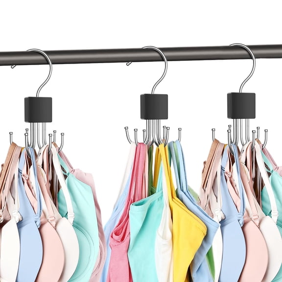 EasyMart 3-Pack Tank Top Hanger – 54 Capacity Closet Organizer, 360° Rotating Metal Hanger, Space Saving Holder for Camisoles, Scarves, Purses