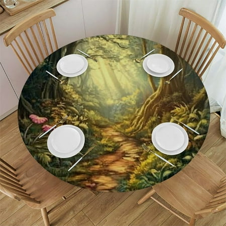 

Sheronv Pathway Round Table Cover Stain Resistant Washable Indoor Outdoor Kitchen Dining Wedding Parties 100% Polyester Waterproof Home Kitchen Outdoor Decoration 42 -46