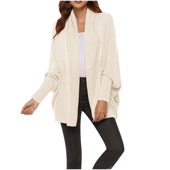 Odeerbi Cardigan Sweaters For Women Knit Cardigan 2025 Casual Solid Color Loose Top Long Sleeve V-Neck Orange