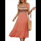 thumbnail image 2 of Vestidos de Verano Sin Mangas para Mujer, Vestidos Largos para Invitadas de Boda, de Punto Acanalado con Bolsillos Color Naranja L, 2 of 10