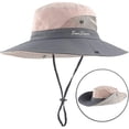 thumbnail image 2 of Sombrero de verano para mujer de malla con ala ancha, protección solar UV y orificio para coleta., 2 of 3