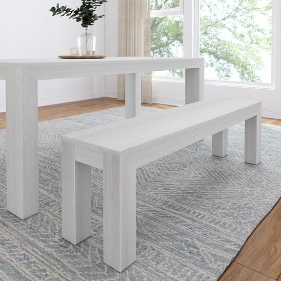 Plank Beam 60" Modern Wood Dining Bench, Solid Wood Bench for Dining Table