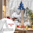 thumbnail image 5 of Christmas Tree Tie Up Valances Curtain, Abstract Blue Trees Elk Gift Bird Star Art Adjustable Rod Pocket Short Window Treatment Tie Up Curtains Valances for Kitchen Living Room Bathroom 54x18 Inches, 5 of 9