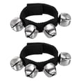 thumbnail image 1 of Unique Bargains 2 Pcs Cloches de Poignet, Cloches de Jingle Cloches de Cheville Instruments de Percussion Groupe de Rythme Musical 4 Cloches Argentées, Noir Foncé, 1 of 6