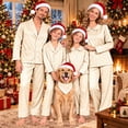 thumbnail image 3 of Harpily Christmas Family Pajamas Matching Sets Long Sleeve Button Down Shirts Soft Satin Sleepwear for Family Holiday Nightwear, 3 of 6