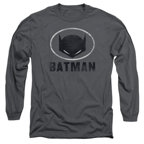 Batman Mask In Oval Long Sleeve Adult 18/1 T-Shirt-Charcoal