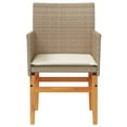 thumbnail image 3 of vidaXL Garden Chairs with Cushions 2 pcs Beige Poly Rattan&Solid Wood, 3 of 5