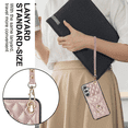 thumbnail image 4 of Asuwish Wallet RFID Blocking PU Leather Cell Phone Case with Tempered Glass Screen Protector, Wrist Strap for Samsung Galaxy A14/M14 5G, Rose Gold, 4 of 9